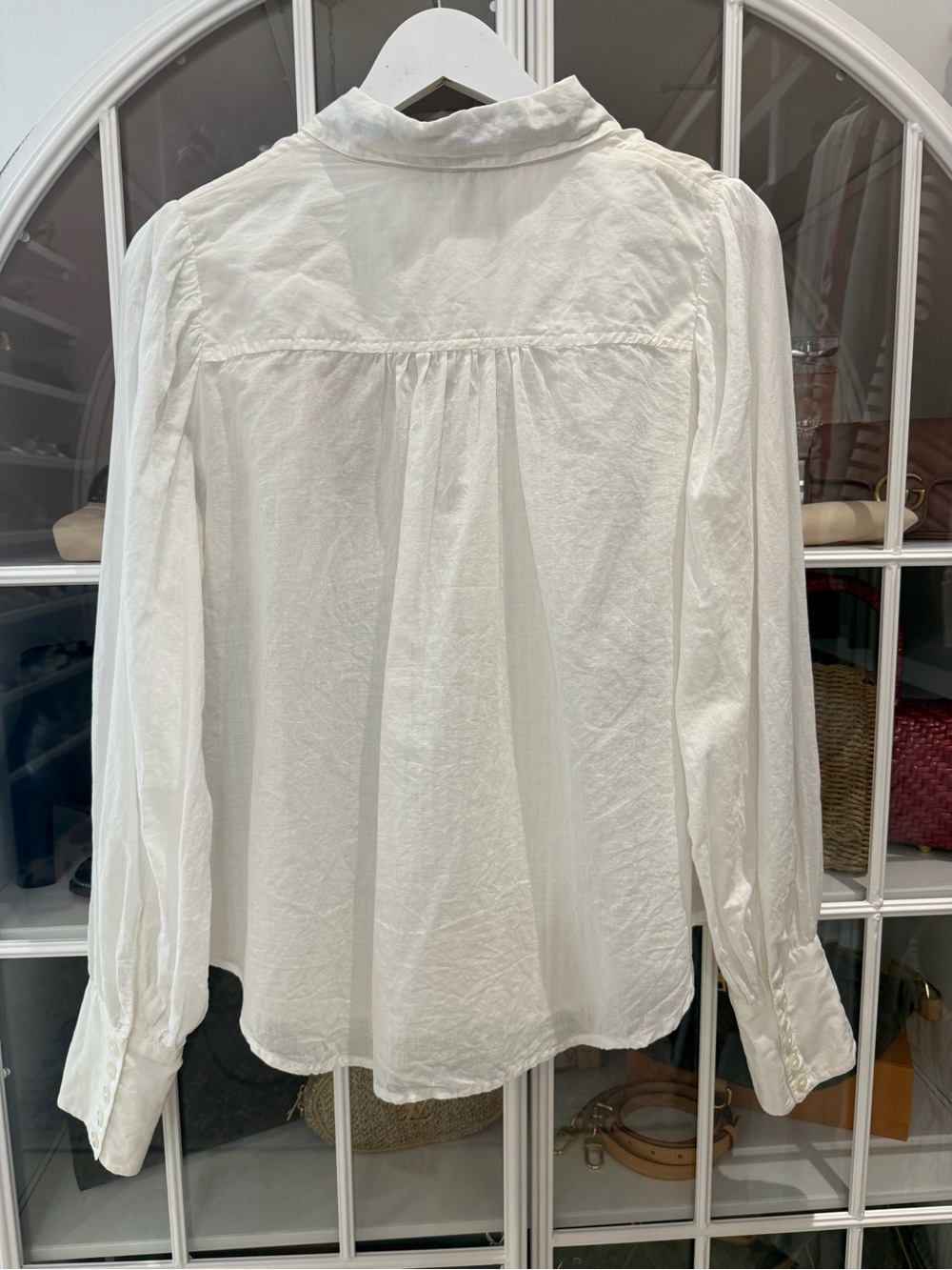Free People White Button-Front Blouse with Black Neck Tie - Picture 3 of 3